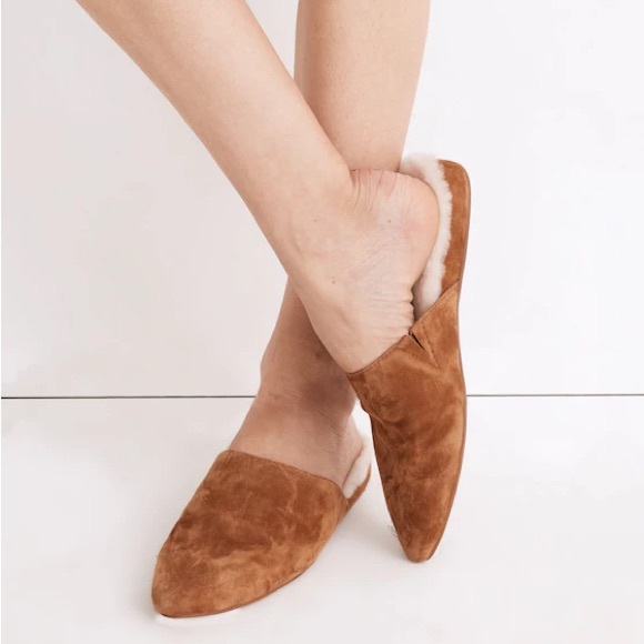 NWT! New In Box! Madewell The Suede Kasey Mule Faux Shearling 7 MEDIUM ACORN - Picture 7 of 9